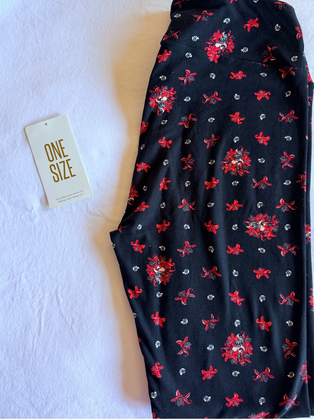 LuLaRoe Disney Ursula Leggings with Red Floral Print
